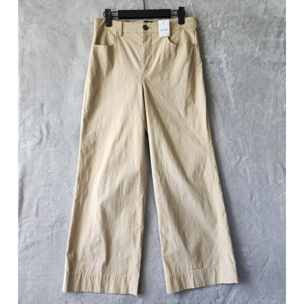 J.Crew Ella Pants Womens Size 26 Wide Leg Crop Khaki Cotton Linen Blend NWT
